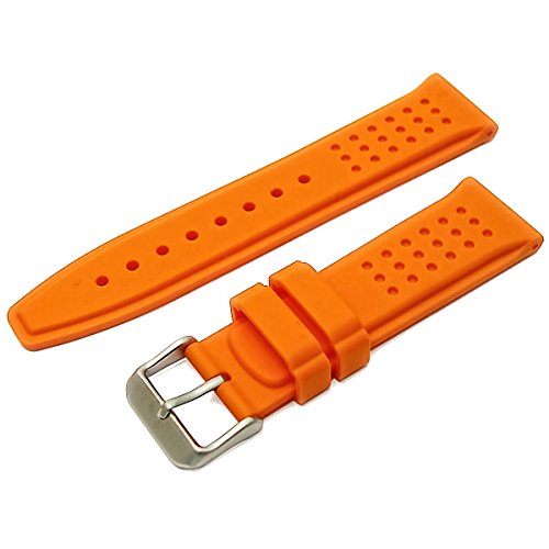 Uhrenarmband für Herrenuhren aus Silikon-Gummi, Edelstahl-Schnalle, 24 mm, orange (Stil 4) von WatchWatchWatch