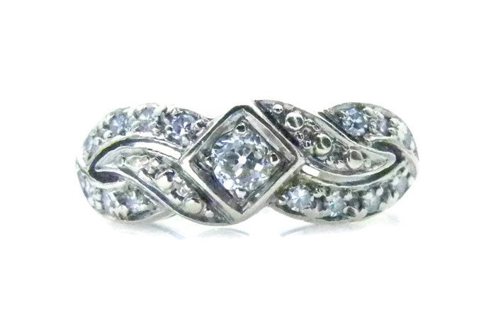 Art Deco Diamant Verlobungsring - 14K Weißgold Ring Größe 6 Gewicht 3, 7 Gramm Ehering 1920Er # 322 von WatchandWares