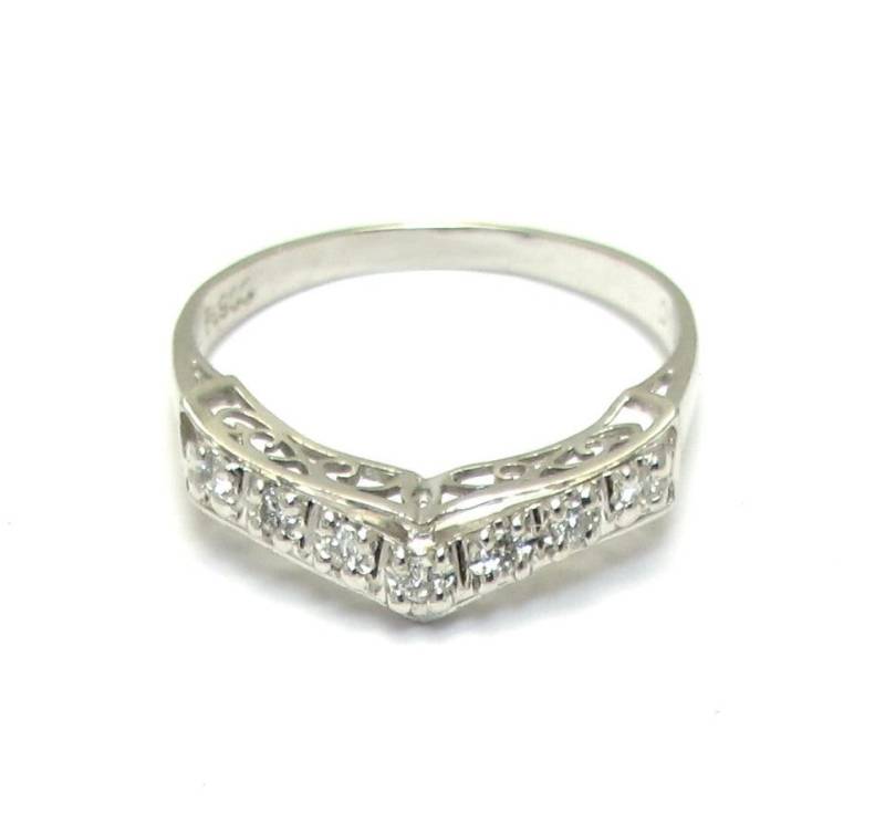 Art Deco Platin Chevron Diamant Ring - Filigranes Detail Size 6.5 Verlobungsring Gewicht 2.5 Gramm Hochzeit #572 von WatchandWares