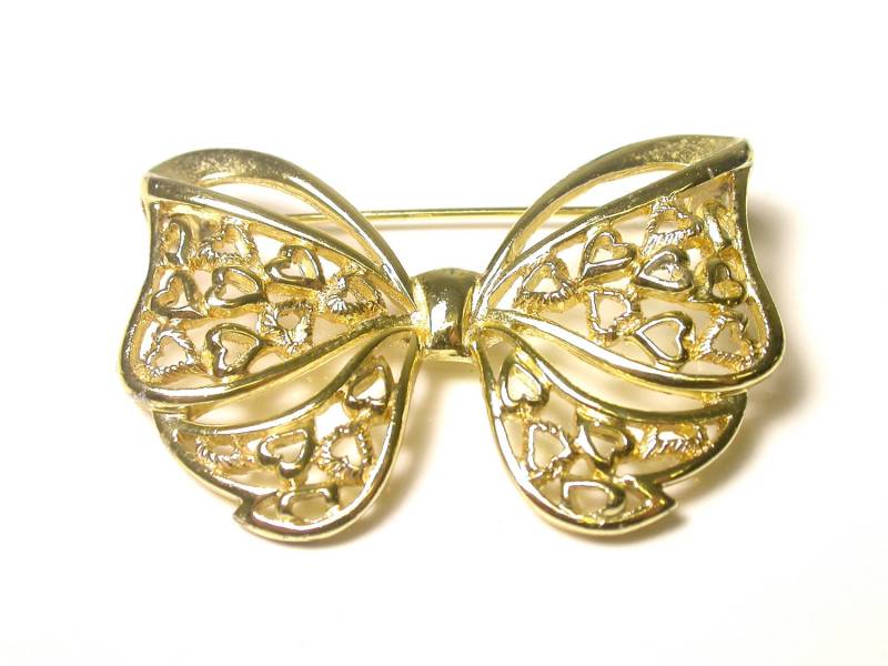 Band - Vintage Gold-Ton-Herzen Und Schleife Pin Herz Schatz Valentines Brosche Geschenk Für Ihre # 799 Band - Vintage Gold-Ton-Herzen Und Schleife Pin Herz Schatz Valentines Brosche Geschenk Für Ihre # 799 von WatchandWares