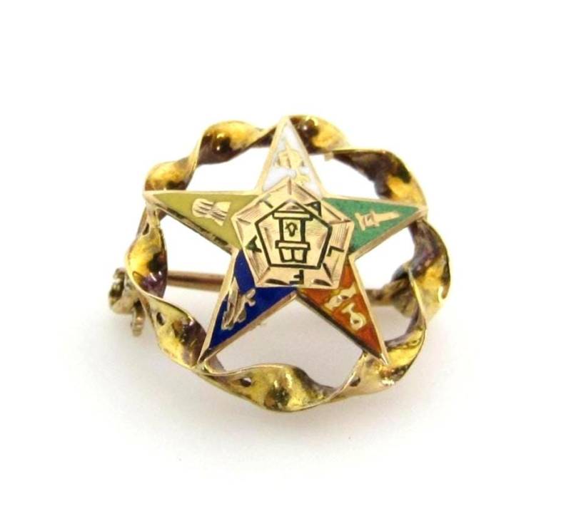Orden Des Ostersterns Freimaurer - 10K Gold Emaille Kranz Brosche Geschenke Für Ihn Herren Modeschmuck #4788 von WatchandWares