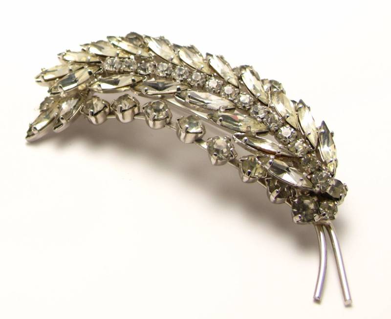 Strass Tausendfüßler Stil Silber Ton Brosche Pin - Elegant Vintage # 3093 von WatchandWares