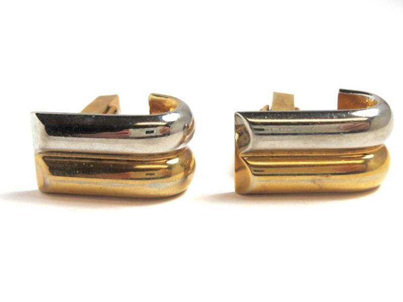 Swank - Zwei-Ton Manschettenknöpfe Silber Ton Und Gold-Ton-Manschettenknöpfe Männer Schmuck Mann Zubehör Hochzeit von WatchandWares