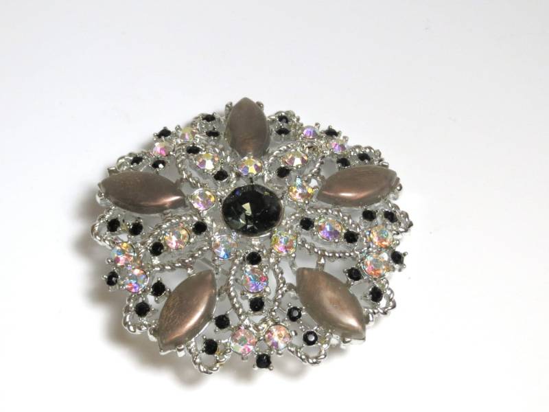 Vintage Emmons Strass Brosche Runde - Große Pin Champagner, Schwarze Und Klare Strasssteine Designer Schmuck #2189 Vintage Emmons Strass Brosche Runde - Große Pin Champagner, Schwarze Und Klare Strasssteine Designer Schmuck #2189 von WatchandWares