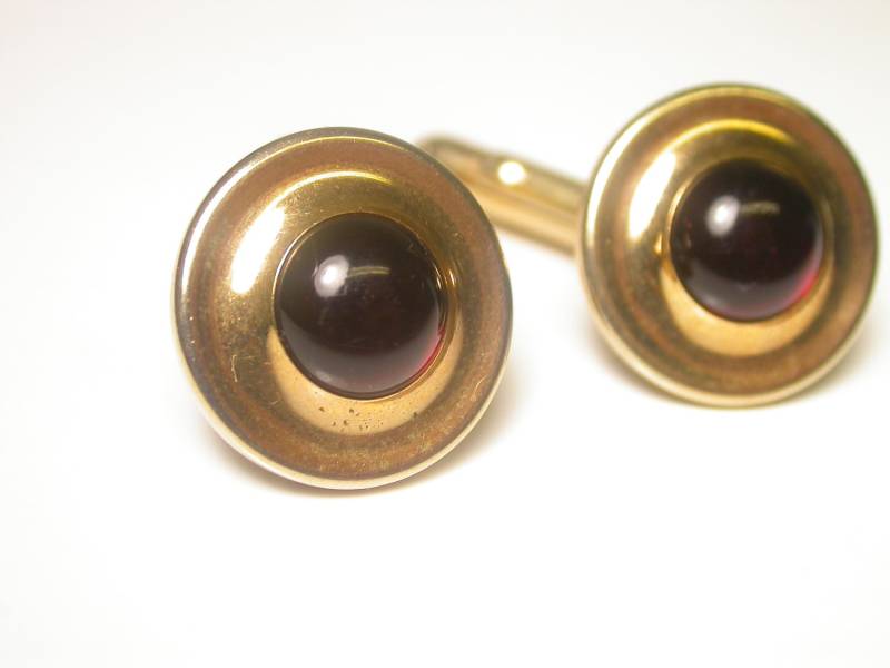 Vintage Manschettenknöpfe - Vergoldetes Rotes Glas Runde Mann Mode Männer Schmuck Hochzeit Bräutigam Abschlussgeschenk # 863 von WatchandWares
