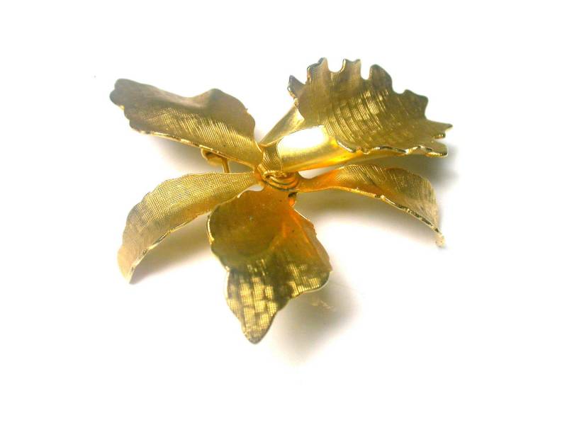 Vintage Orchideen Brosche - Gold Tone Blumen Pin Floral Frühlings Orchidee Blume Geschenk Für Sie #796 Vintage Orchideen Brosche - Gold Tone Blumen Pin Floral Frühlings Orchidee Blume Geschenk Für Sie #796 von WatchandWares
