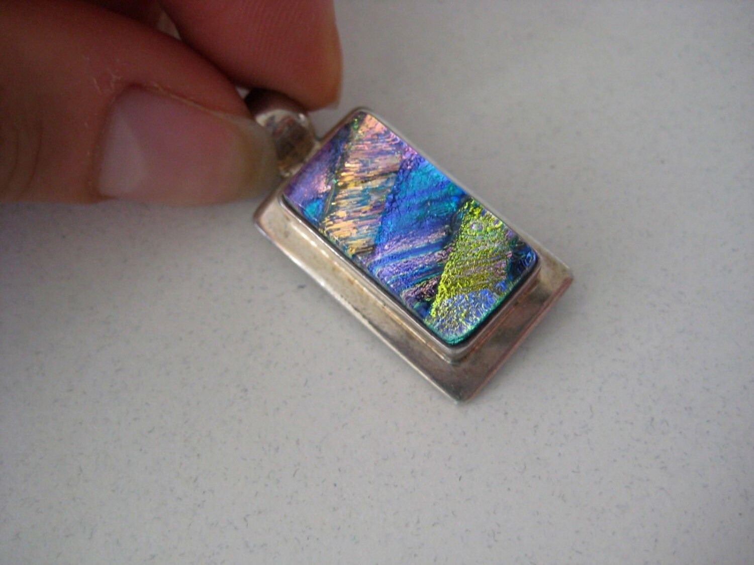 925 Sterling Silber Multicolor Glas Anhänger 925 Sterling Silber Multicolor Glas Anhänger von WatchesAndJewels