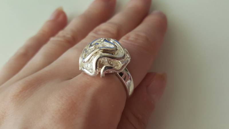 925 Sterling Silber Vintage Carved Flower Ring, Größe 7 von WatchesAndJewels