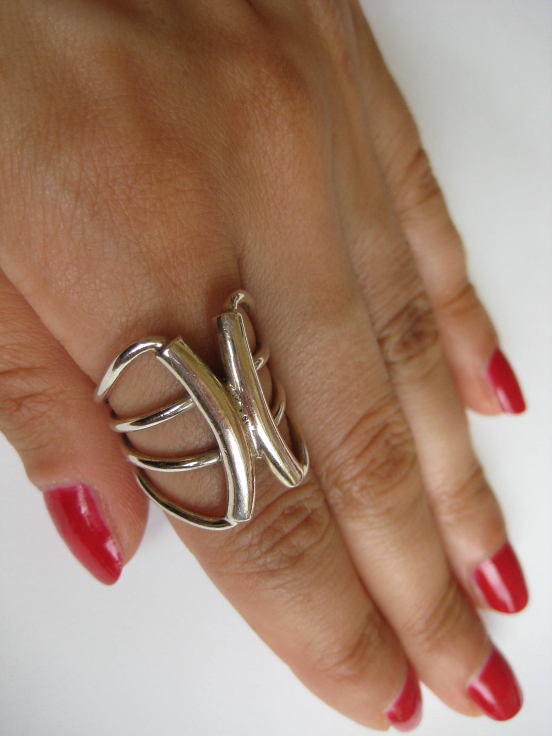 925 Sterling Silber Vintage Grafikform Künstler Ring, Größe 7, 5 925 Sterling Silber Vintage Grafikform Künstler Ring, Größe 7, 5 von WatchesAndJewels