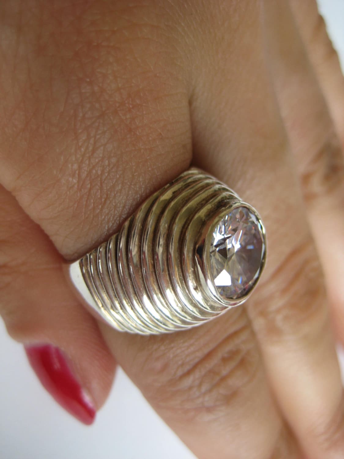 925 Sterling Silber Vintage Grafikform Ring, Größe 7 925 Sterling Silber Vintage Grafikform Ring, Größe 7 von WatchesAndJewels
