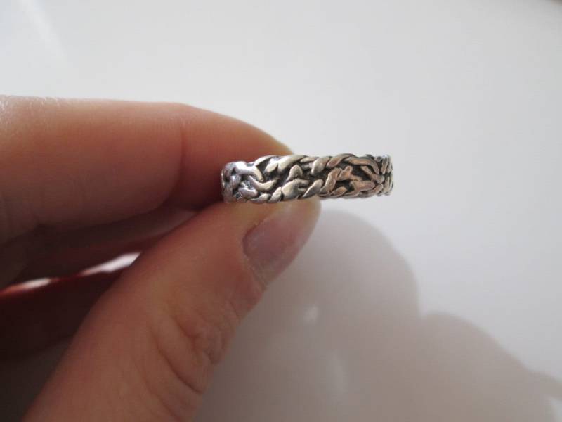 Dicken Seil Vintage Sterling Silber Handgefertigte Bandring, Größe 8 von WatchesAndJewels