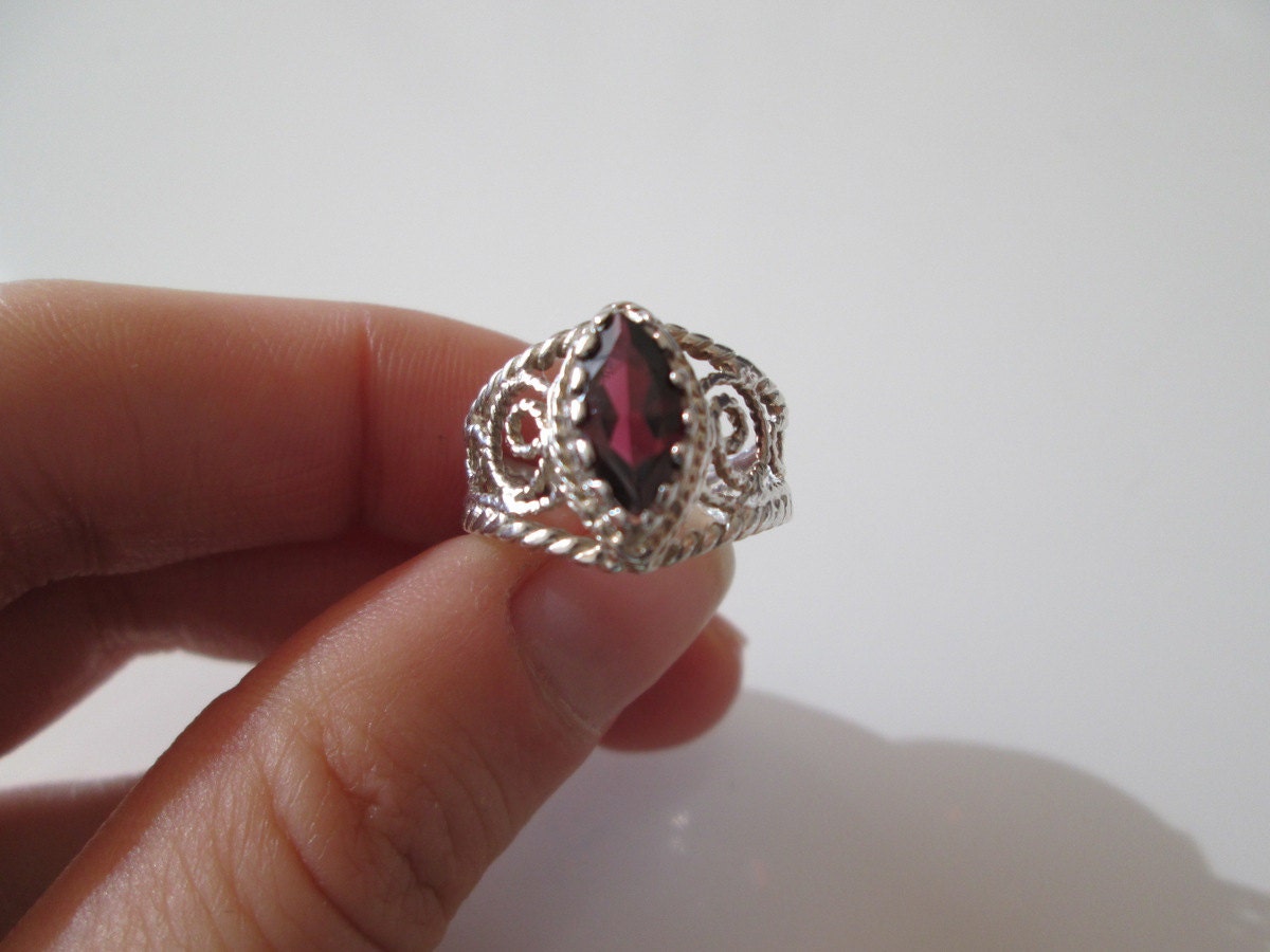 Granat Edelstein Sterling Silber Jahrgang Ring, Größe 6, 5 Granat Edelstein Sterling Silber Jahrgang Ring, Größe 6, 5 von WatchesAndJewels