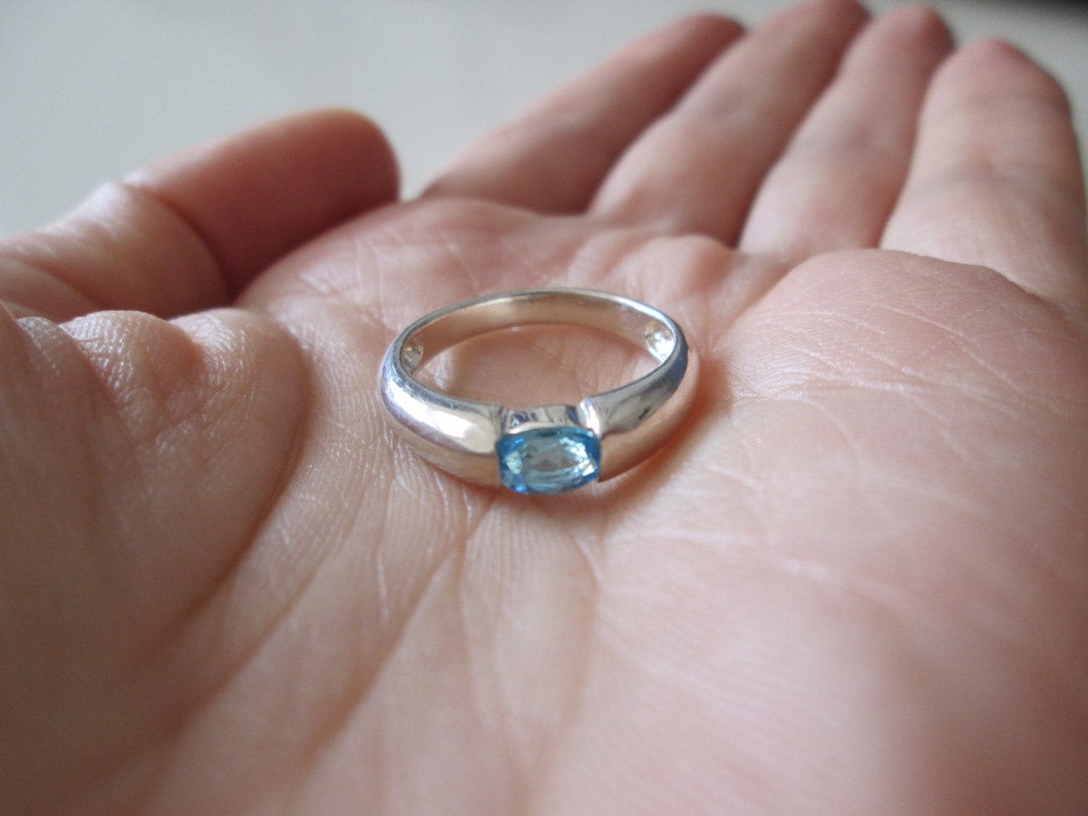 Leichte Blaue Aquamarin Silber Vintage-Ring, Größe 7 Leichte Blaue Aquamarin Silber Vintage-Ring, Größe 7 von WatchesAndJewels