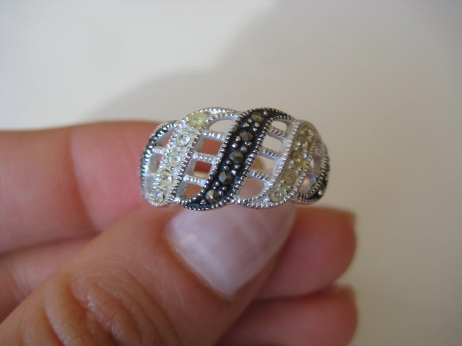 Markasiten Sterling Silber 925 Vintage-Ring, Größe 6, 5 Markasiten Sterling Silber 925 Vintage-Ring, Größe 6, 5 von WatchesAndJewels