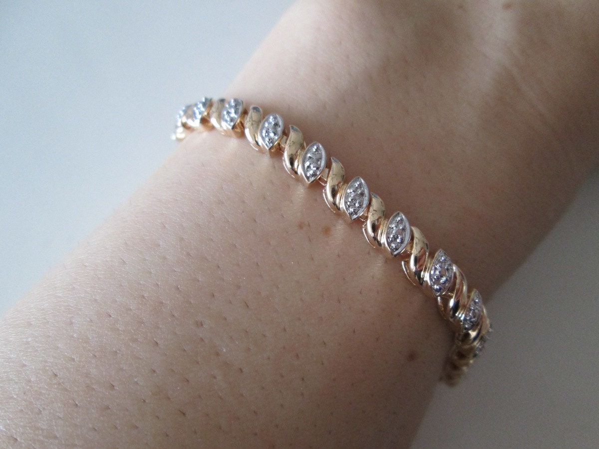 Neue Gold Über Link-Armband 925 Sterling Silber Damen Neue Gold Über Link-Armband 925 Sterling Silber Damen von WatchesAndJewels