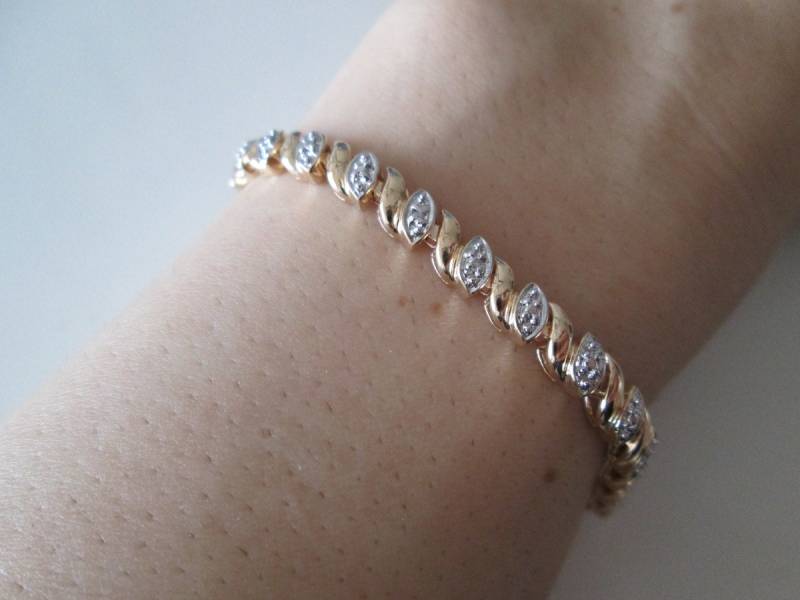 Neue Gold Über Link-Armband 925 Sterling Silber Damen Neue Gold Über Link-Armband 925 Sterling Silber Damen von WatchesAndJewels