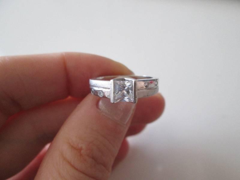sterling Silber Vintage Klar Edelstein-Band-Ring, Größe 7 von WatchesAndJewels