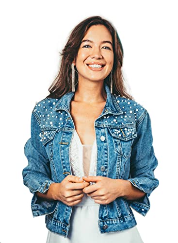 Watchify Mrs Pearl Jeansjacke Braut Frau Jeansjacke Personalisiertes Brautgeschenk, Denim Blau, M von Watchify
