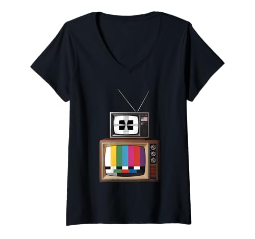 Damen TV Tube TV T-Shirt mit V-Ausschnitt Damen TV Tube TV T-Shirt mit V-Ausschnitt von Watching TV
