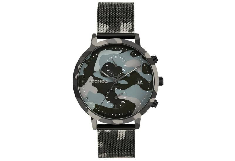 Watchpeople Multifunktionsuhr Cosmo Camouflage WP 052-01, flach, Datumsanzeige, Dual-Time, easy release Band von Watchpeople