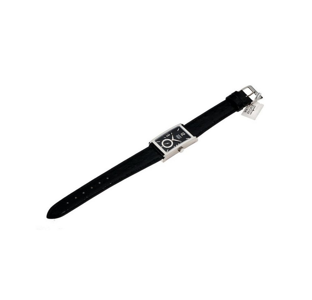 Watchpeople Quarzuhr Damen Midea Leder Schwarz Silber Eckig kleine Sekunde WP-9000581, Gehäusedeckel geschraubt, silberne Zeiger, kleine Sekunde Watchpeople Quarzuhr Damen Midea Leder Schwarz Silber Eckig kleine Sekunde WP-9000581, Gehäusedeckel geschraubt, silberne Zeiger, kleine Sekunde von Watchpeople