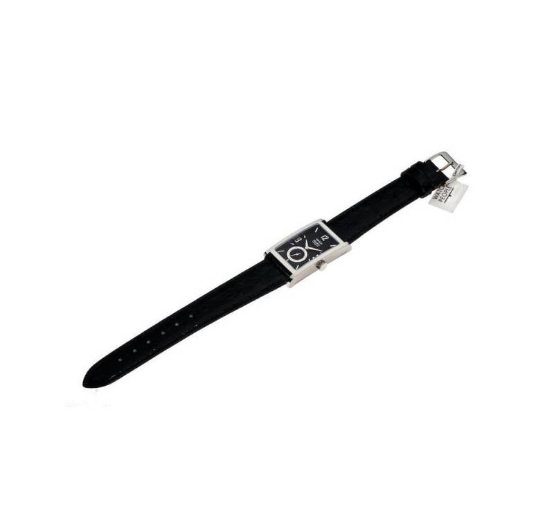 Watchpeople Quarzuhr Damen Midea Leder Schwarz Silber Eckig kleine Sekunde WP-9000581, Gehäusedeckel geschraubt, silberne Zeiger, kleine Sekunde von Watchpeople
