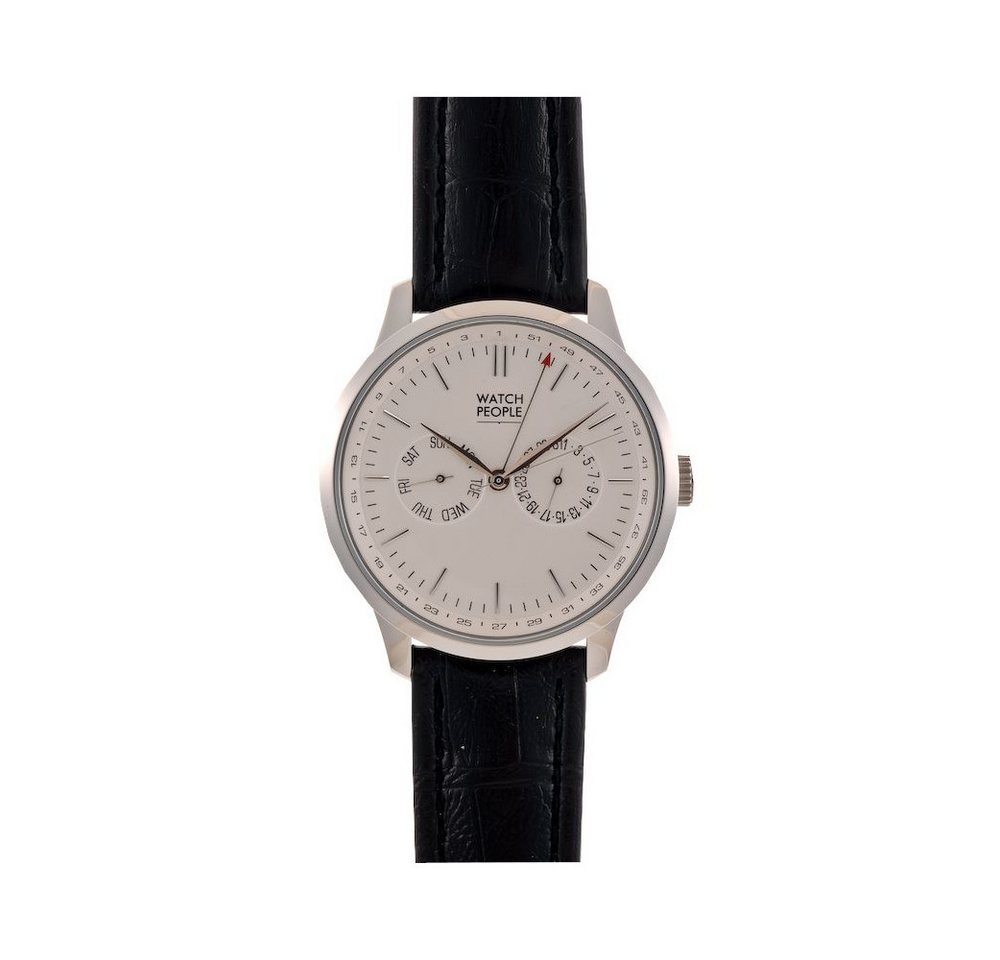 Watchpeople Quarzuhr Herren Multifunktionsuhr Tyro Edelstahl Schwarz Silber WP-9000555, Wochentag, Tag, Kalenderwoche Watchpeople Quarzuhr Herren Multifunktionsuhr Tyro Edelstahl Schwarz Silber WP-9000555, Wochentag, Tag, Kalenderwoche von Watchpeople