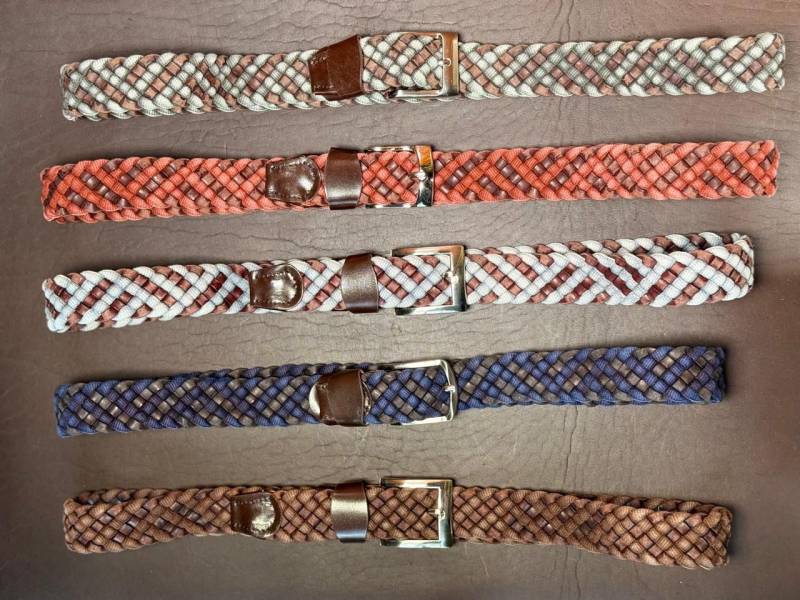 Herren Gürtel Jeans Vintage Geflochtener Baumwollgürtel Mit Lederende - Handgemacht in Griechenland von Watchstraplanet