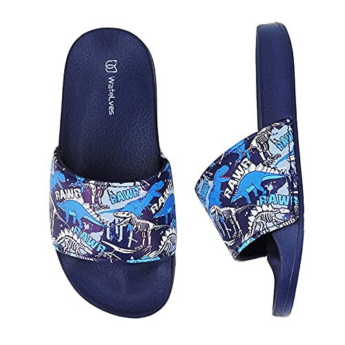 WateLves Badelatschen Kinder Sommer Hausschuhe Badeschlappen Jungen Mädchen Rutschfeste Dusch Badeschuhe Strand Sandalen(Dinosaurier 26/27EU) von WateLves