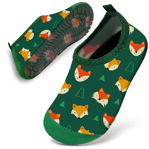Badeschuhe Baby Kinder Wasserschuhe Jungen Schwimmschuhe Strandschuhe Badesoken Kleinkind Aquaschuhe Barfuss Schuhe(Grün Fuchs,26/27) von WateLves