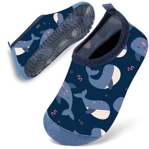 Badeschuhe Baby Kinder Wasserschuhe Jungen Schwimmschuhe Strandschuhe Badesoken Kleinkind Aquaschuhe Barfuss Schuhe(Navy Whale,26/27) von WateLves