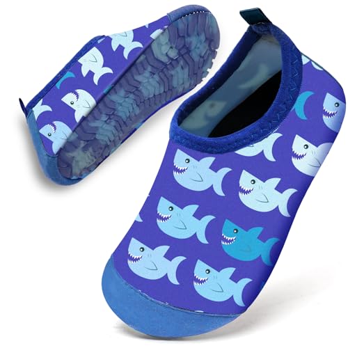 Badeschuhe Baby Kinder Wasserschuhe Jungen Schwimmschuhe Strandschuhe Badesoken Kleinkind Aquaschuhe Barfuss Schuhe(Blauhai,16/17) von WateLves