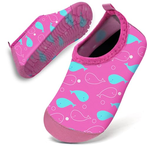 Badeschuhe Baby Kinder Wasserschuhe Schwimmschuhe Mädchen Strandschuhe Badesoken Kleinkind Aquaschuhe Barfuss Schuhe(Pinkwal,30/31) von WateLves