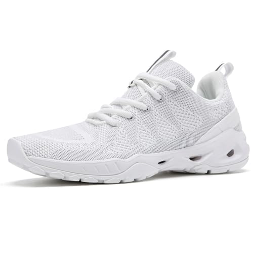 WateLves Laufschuhe Herren Damen Turnschuhe Atmungsaktiv Sportschuhe Leichtgewichts rutschfeste Walkingschuhe (101 weiß, 40EU) von WateLves