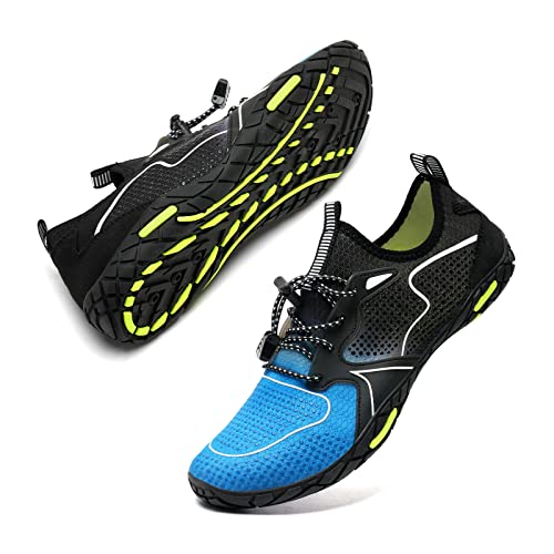 Badeschuhe Herren Damen Barfußschuhe Wasserschuhe Schwimmschuhe Strandschuhe für Surfen,Tauchen,Bootfahren,Gymnastik Fitness (Schwarz Blau, 42EU) von WateLves