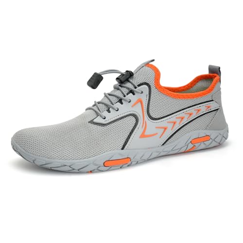 Badeschuhe Herren Damen Barfußschuhe Wasserschuhe Schwimmschuhe Strandschuhe für Surfen,Tauchen,Bootfahren,Gymnastik Fitness (91 grau orange, 39EU) von WateLves