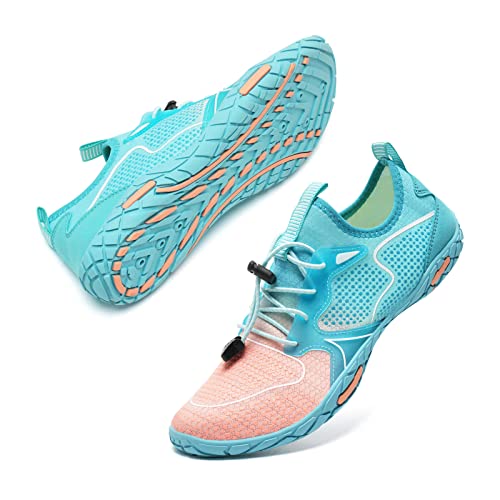 Badeschuhe Herren Damen Barfußschuhe Wasserschuhe Schwimmschuhe Strandschuhe für Surfen,Tauchen,Bootfahren,Gymnastik Fitness (19 Pink Blau, 38EU) von WateLves