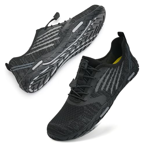 Badeschuhe Herren Damen Barfußschuhe Wasserschuhe Schwimmschuhe Strandschuhe für Surfen,Tauchen,Bootfahren,Gymnastik Fitness (Schwarz 64, 38EU) von WateLves