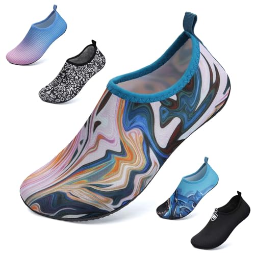 WateLves Badeschuhe Herren Damen Wasserschuhe Strandschuhe Schwimmschuhe Aquaschuhe Schnell Trocknend Barfußschuhe Breathable Surfschuhe Unisex Beach Pool Yoga(Flüssigkeit 36/37) von WateLves