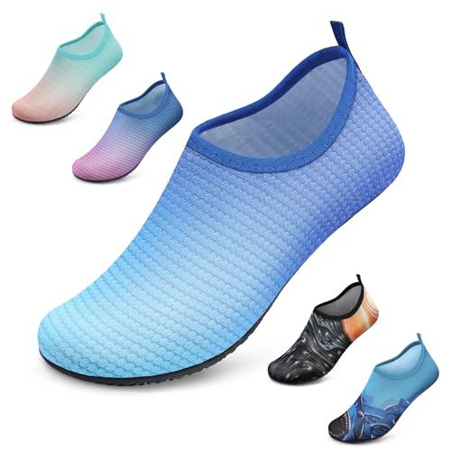 WateLves Badeschuhe Herren Damen Wasserschuhe Strandschuhe Schwimmschuhe Aquaschuhe Schnell Trocknend Barfußschuhe Breathable Surfschuhe Unisex Beach Pool Yoga(Gradient Blau 36/37) von WateLves