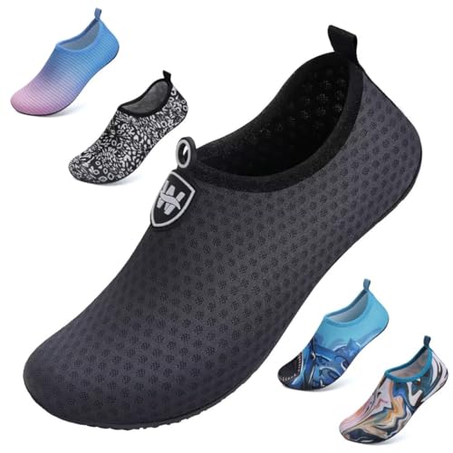 WateLves Badeschuhe Herren Damen Wasserschuhe Strandschuhe Schwimmschuhe Aquaschuhe Schnell Trocknend Barfußschuhe Breathable Surfschuhe Unisex Beach Pool Yoga(Schneeflocken Grau 38/39) von WateLves