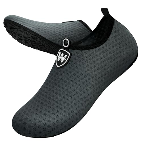 WateLves Badeschuhe Herren Damen Wasserschuhe Strandschuhe Schwimmschuhe Aquaschuhe Schnell Trocknend Barfußschuhe Breathable Surfschuhe Unisex Beach Pool Yoga(Schneeflocken Grau 44/45) von WateLves