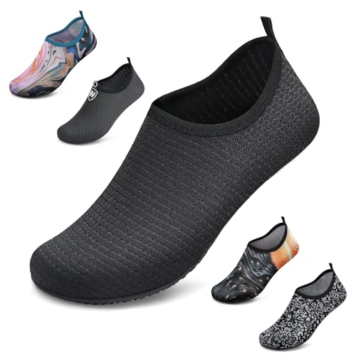 WateLves Badeschuhe Herren Damen Wasserschuhe Strandschuhe Schwimmschuhe Aquaschuhe Schnell Trocknend Barfußschuhe Breathable Surfschuhe Unisex Beach Pool Yoga(Schwarz 36/37) von WateLves