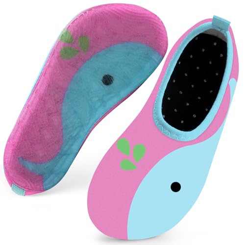 Badeschuhe Kinder Schwimmschuhe Wasserschuhe Schnell Trocknend Strandschuhe Aquaschuhe für Mädchen Baby Beach Pool(Wale Rosa,16/17 EU) von WateLves
