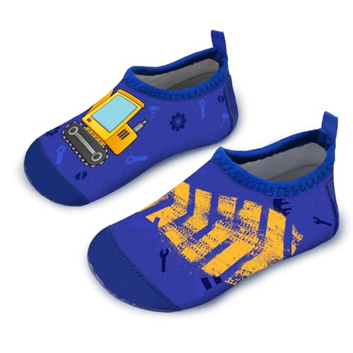 Badeschuhe Kinder Strandschuhe Schwimmschuhe Jungen Baby Wasserschuhe Schnell Badesoken Aquaschuhe Trocknend Barfuss Schuhe（Digger Blau 18/19） von WateLves