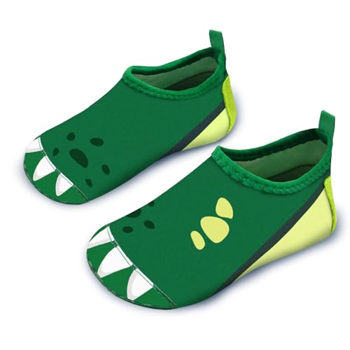 Badeschuhe Kinder Strandschuhe Schwimmschuhe Jungen Baby Wasserschuhe Schnell Badesoken Aquaschuhe Trocknend Barfuss Schuhe（Dinosaurier Pfote Grün 16/17） von WateLves