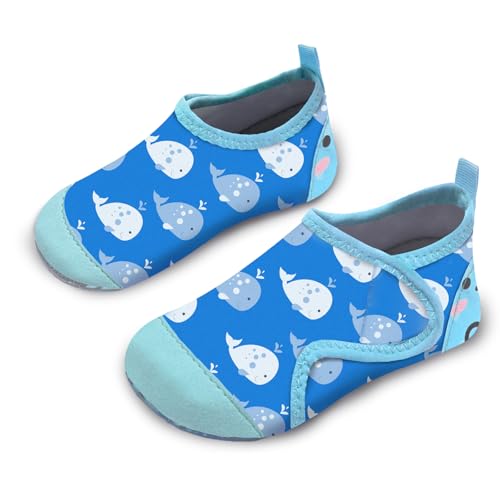 Badeschuhe Kinder Strandschuhe Schwimmschuhe Jungen Baby Wasserschuhe Schnell Badesoken Aquaschuhe Trocknend Barfuss Schuhe（Kleinwal Blau 34/35） von WateLves