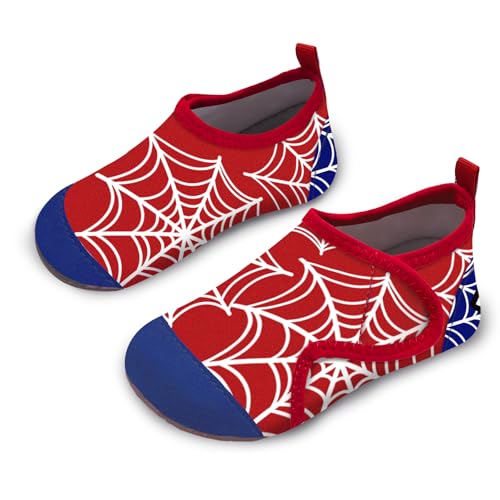 Badeschuhe Kinder Strandschuhe Schwimmschuhe Jungen Baby Wasserschuhe Schnell Badesoken Aquaschuhe Trocknend Barfuss Schuhe（Spinnennetz Rot Blau 20/21） von WateLves