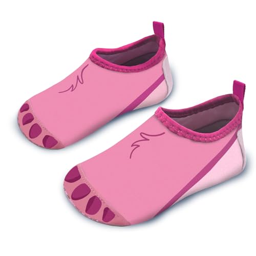 Badeschuhe Kinder Strandschuhe Schwimmschuhe Mädchen Baby Wasserschuhe Schnell Badesoken Aquaschuhe Trocknend Barfuss Schuhe（Bärentatze Rosa 28/29） von WateLves