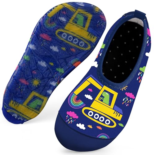 Badeschuhe Strandschuhe Schwimmschuhe Wasserschuhe Junge Baby Aquaschuhe Schnell Trocknend Barfuss Schuh für Kinder Beach Pool（Bagger Blau 18/19） von WateLves